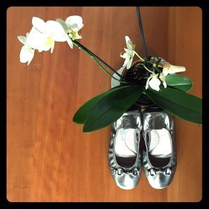 Silver Formal Flats with Buckle